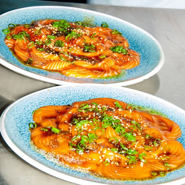 Our favorite way to brighten any meal: Salmon Carpaccio. Thinly …